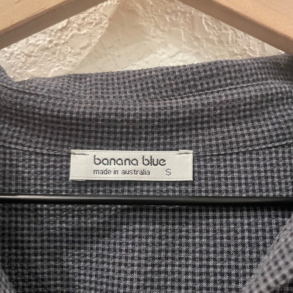 Banana Blue Australia Blue Micro Gingham Oversized Tunic Shirt Small‎ Lagenlook - Picture 3 of 9